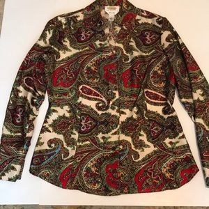 Talbots blouse 100% silk paisley  size 4 petite